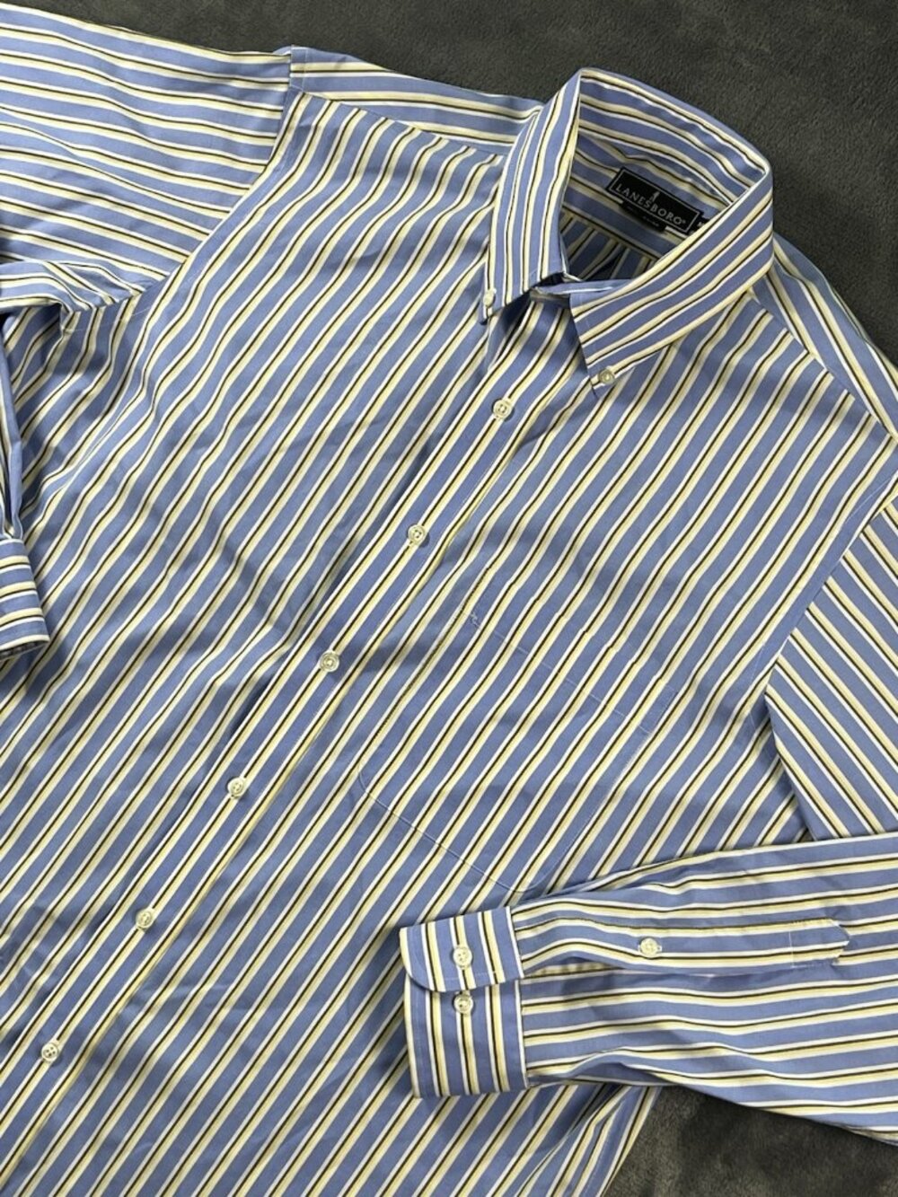LANESBORO Dress Shirt Blue Striped Non Iron Men's Size 15.5-34/35